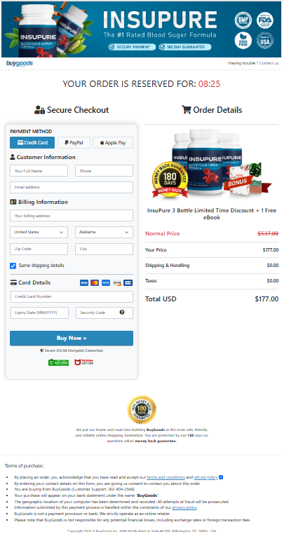 InsuPure order page
